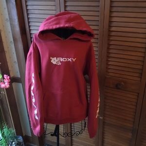 ROXY RED HOODIE LG WHITE HIBISCUS LONG SLEEVE LG